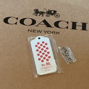 Coach Reddish Pink Polka Dot Magnet W ball chain